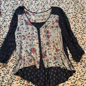 Floral high-low blouse